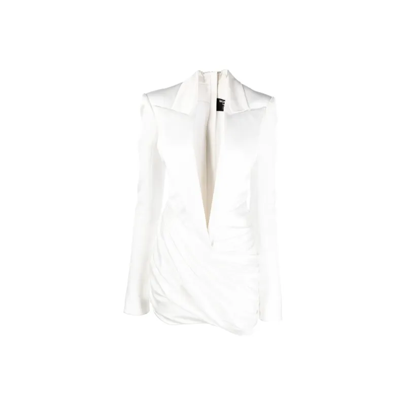 BALMAIN SS22 Long Sleeved Dress Women's White-0