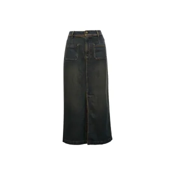 ONLY Denim Long Skirt Women's Washed Blue