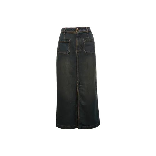 ONLY Denim Long Skirt Women's Washed Blue