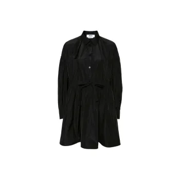 MSGM Drawstring Waist Flared Mini Shirt Dress