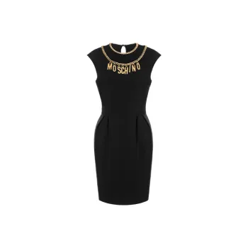 MOSCHINO Logo Chain Necklace Sleeveless Dress