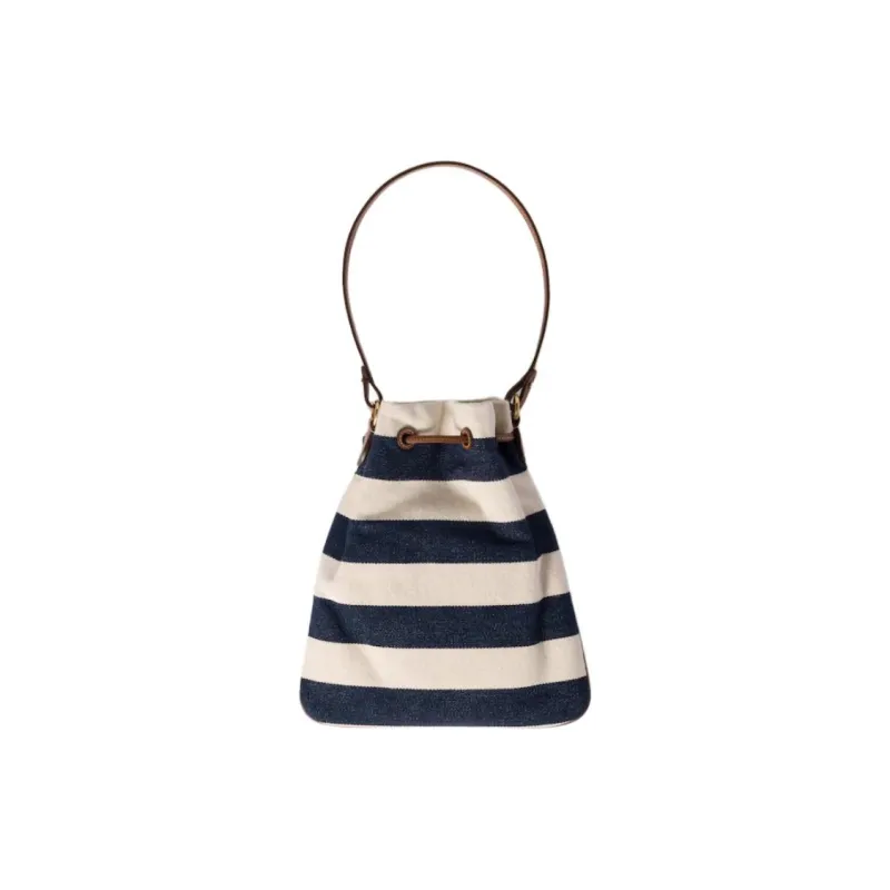 MIU MIU Cotton One Shoulder Handbag Women's Blue-1