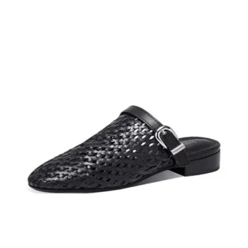 JESSICA SOPHIA Rubber Sole Metal Cut Out Woven Slip Resistant Closed Toe Slippers Women's