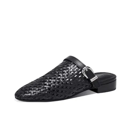 JESSICA SOPHIA Rubber Sole Metal Cut Out Woven Slip Resistant Closed Toe Slippers Women's