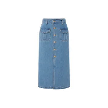MO&CO Denim Long Skirts Women's Denim Blue