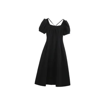 Zukizuki Short Sleeved Dresses Women's Black