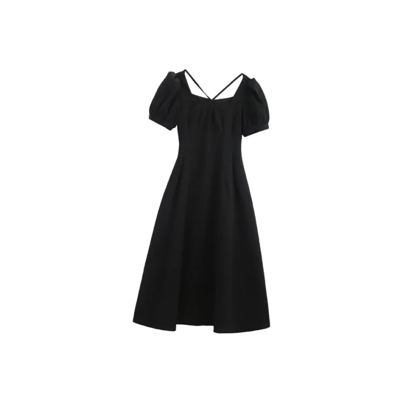 Zukizuki Short Sleeved Dresses Women's Black-0