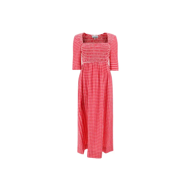 GANNI Short Sleeved Dresses Women's Red-0