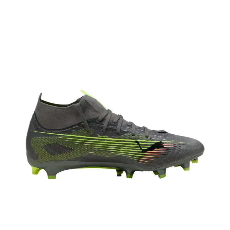 PUMA ULTRA 5 MATCH+ FG Rubber Long Studs Slip Resistant Soccer Shoes Unisex Gray Yellow-1