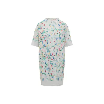 MARNI Logo Patch Motif Printed Midi Dress