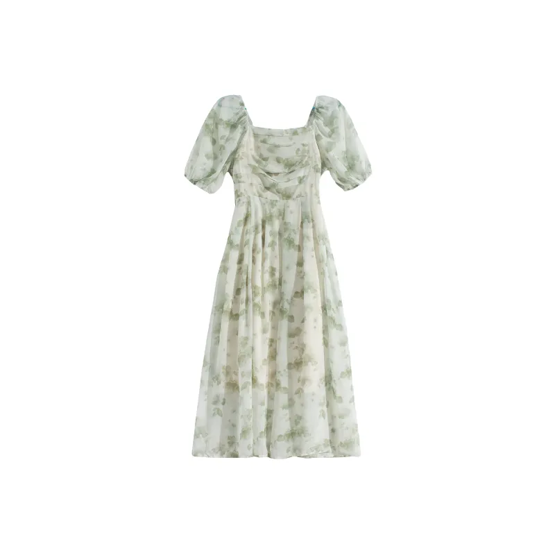 CPAURA Short Sleeved Dresses Women's Light Green-0