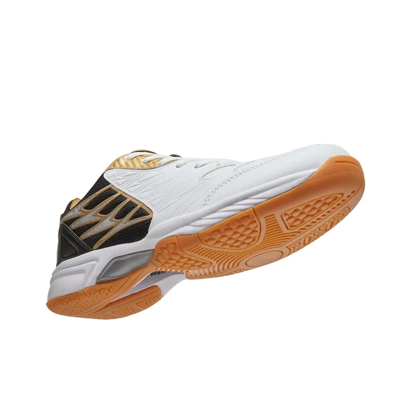 VOIT Cushioning, Slip Resistant, And Abrasion Resistant Low Top Badminton Shoes Unisex White Black Gold-4