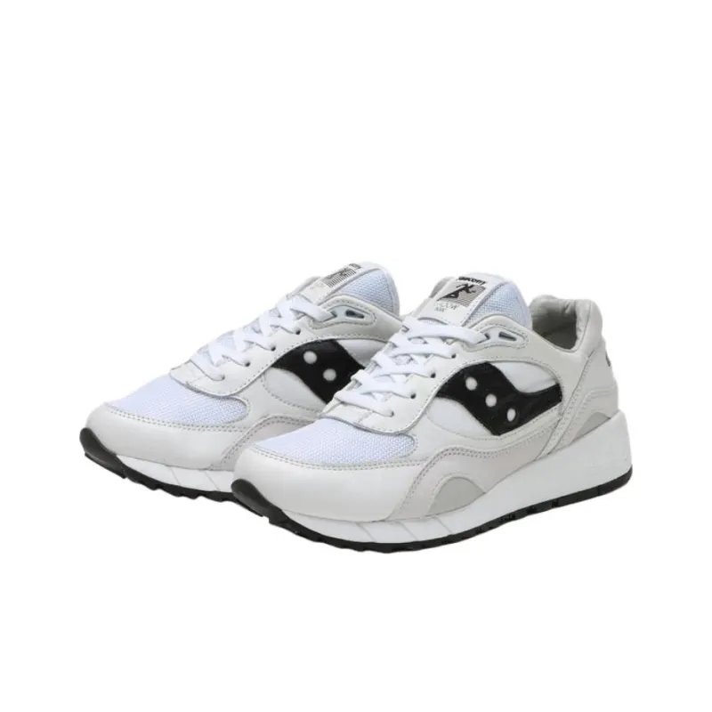 Saucony Shadow 6000 Anti Slip Wear Resistant Low Top Running Shoes Unisex White Black-2