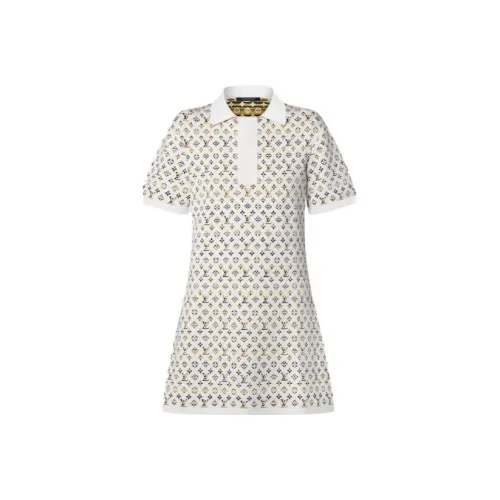 LOUIS VUITTON Python-Effect Monogram Jacquard Polo Dress