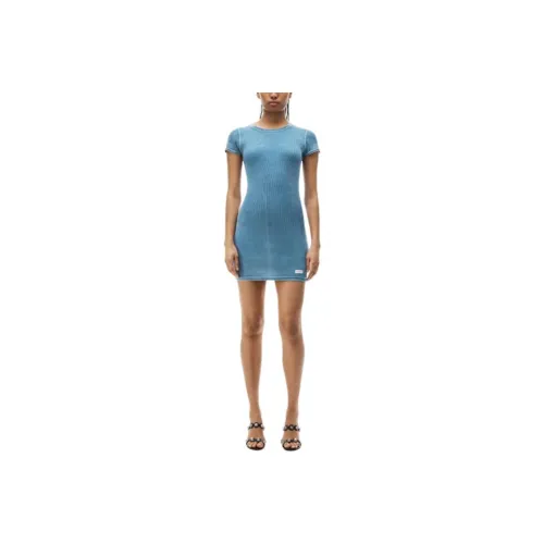 Alexander Wang Bodywear Series FW24 Short Sleeved Dress Women's Washed Blue