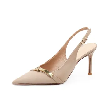 Lan Miao Slim Heel High Heels Women's Khaki