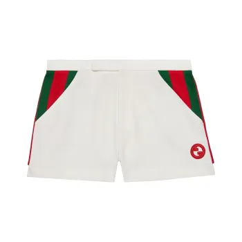 GUCCI Jersey Shorts With Web Stripe 'White'