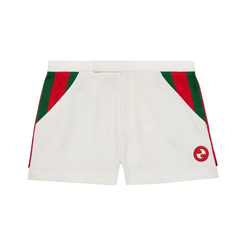 GUCCI Jersey Shorts With Web Stripe 'White'-0