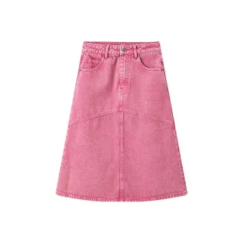 LEDIN Denim Long Skirt Women's Pink
