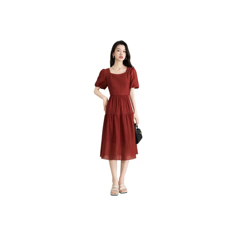 Mylan Short Sleeved Dress Women's Red-0