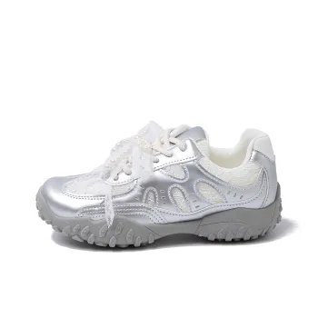 SUPEREDGE Anti Slip Wear Resistant Low Top Casual Shoes Women's Silver