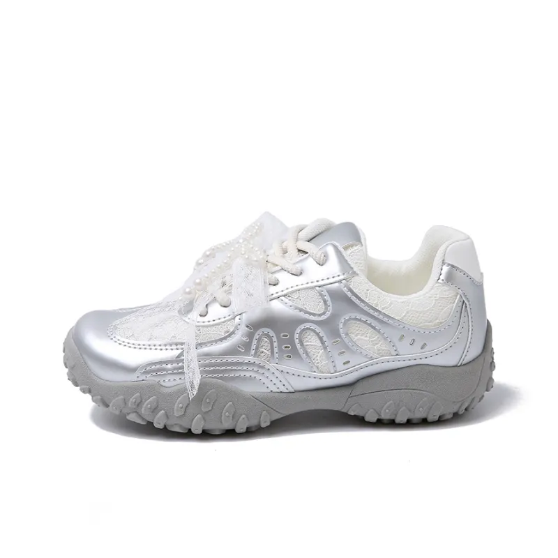 SUPEREDGE Anti Slip Wear Resistant Low Top Casual Shoes Women's Silver-0