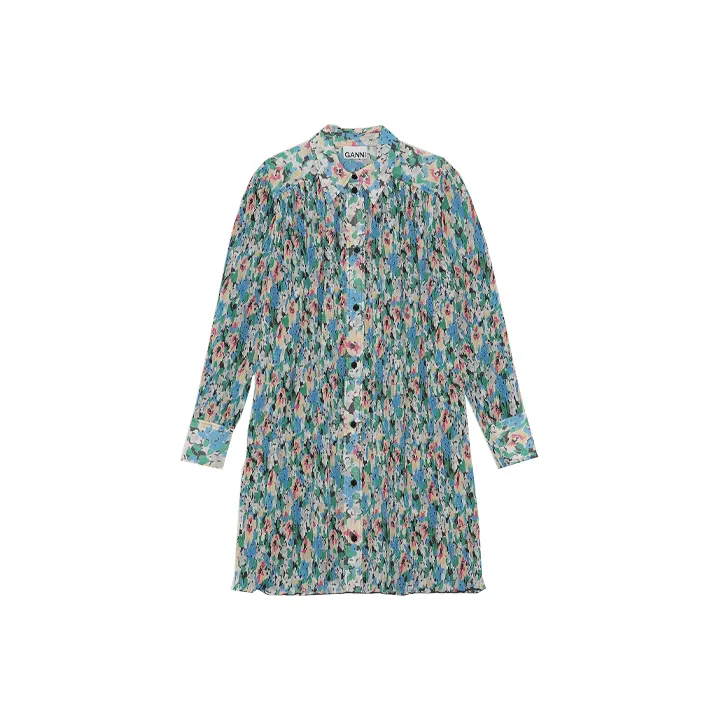 GANNI Long-Sleeved Dresses Women's Blue-0