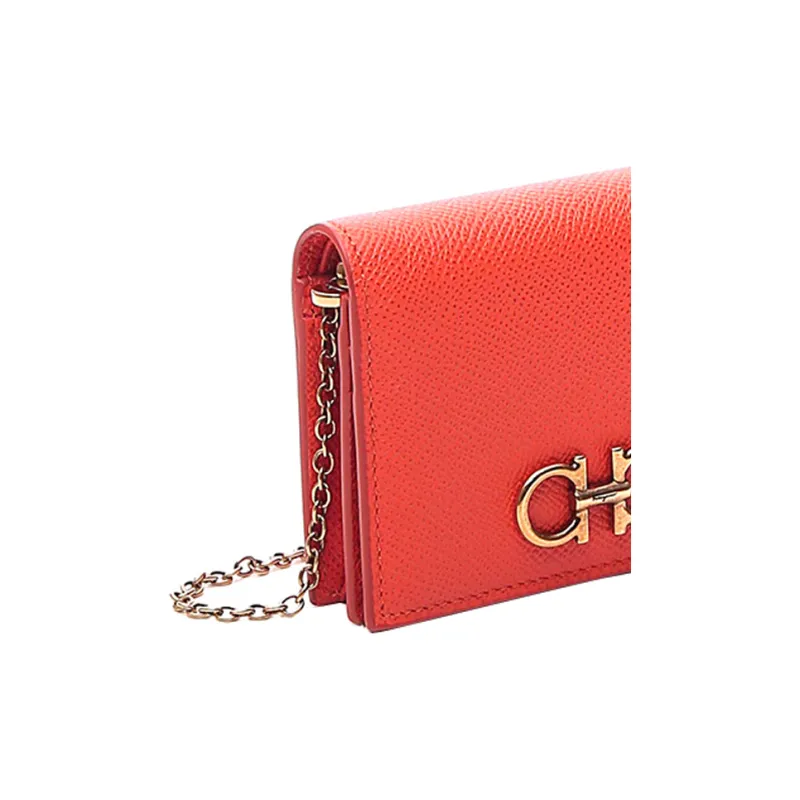 FERRAGAMO Cow Leather Wallet Women's Orange-3