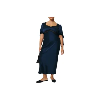 REFORMATION Stella Silk Dress Es Short-Sleeved Dresses Women's Marine Blue