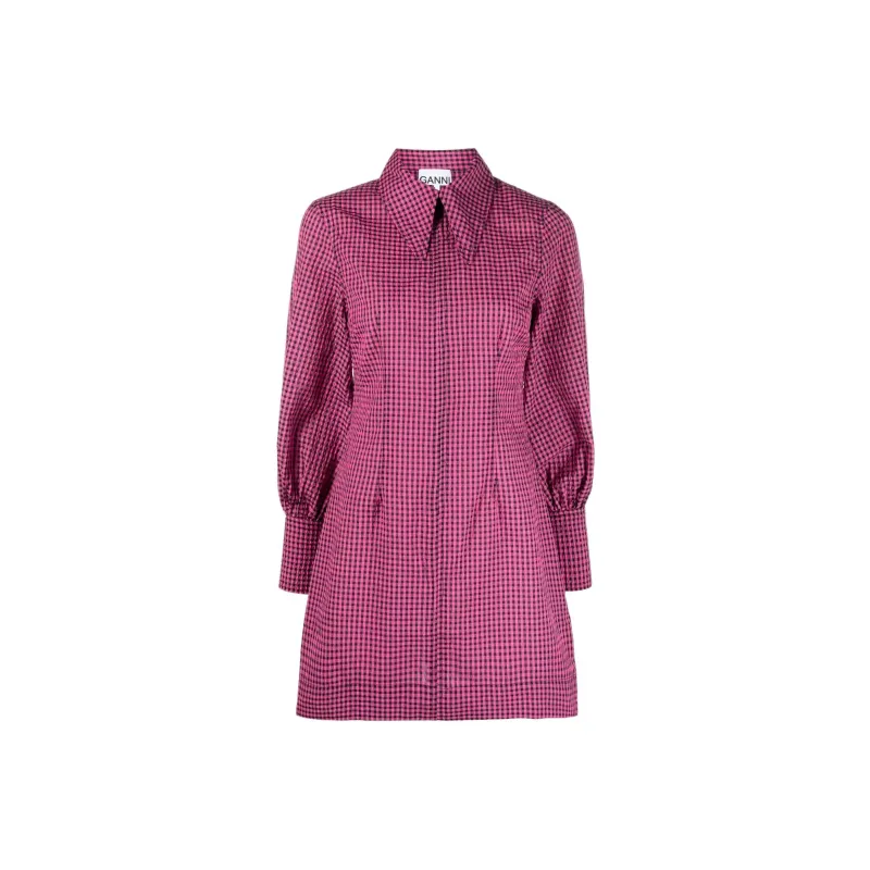 GANNI Long-Sleeved Dresses Women's Fuchsia-0