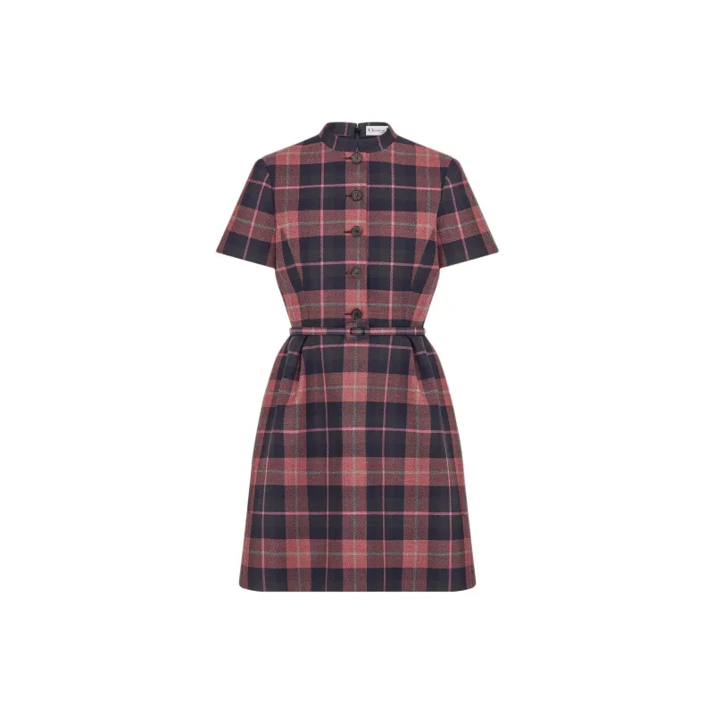 DIOR FW24 Short-Sleeved Dresses Women's Gray Pink Mix-0