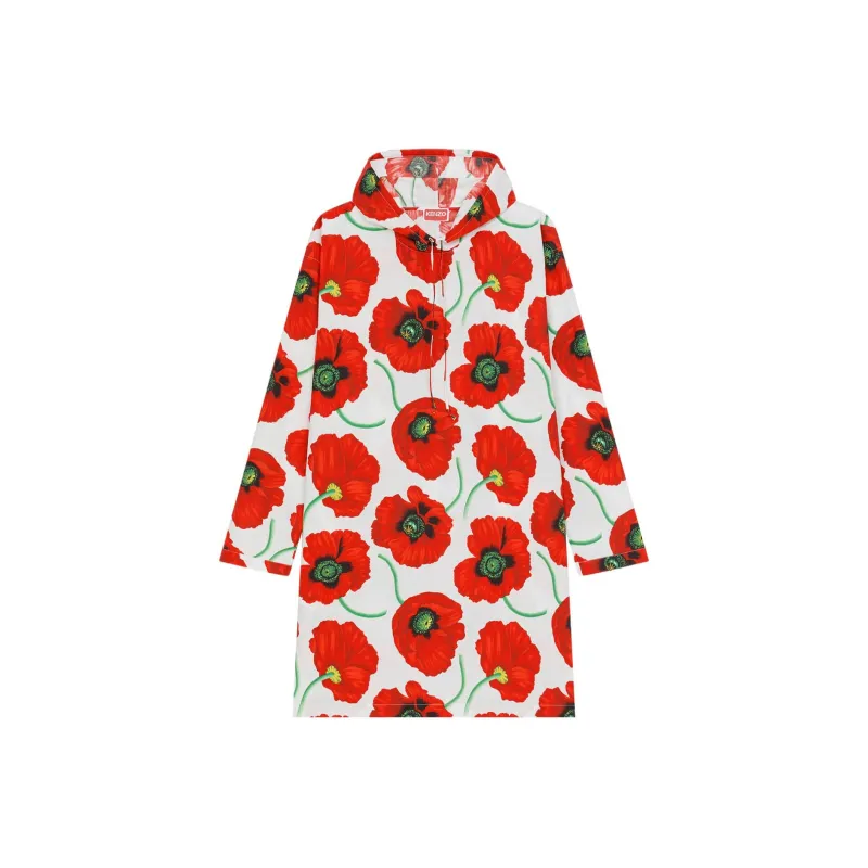 KENZO Poppy Hooded Sweatshirt Dress-0