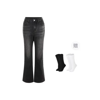 BSEVENI Jeans Women's Black Gray Color
