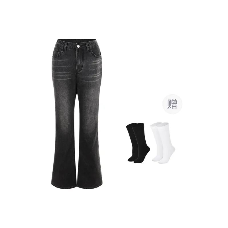 BSEVENI Jeans Women's Black Gray Color-0
