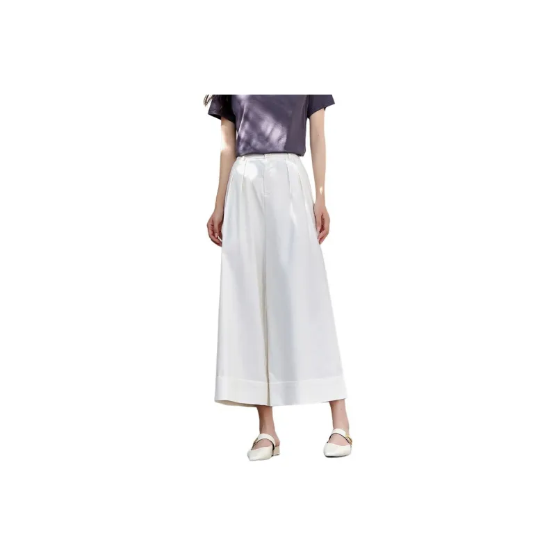 OUNIXUE Summer Versatile Casual Petite Ankle Length Pants Loose Fit Women's White-0