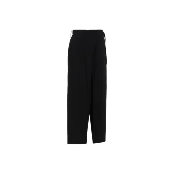 Yohji Yamamoto Wrinkled Lawn L Front Tuck Pants 'Black'