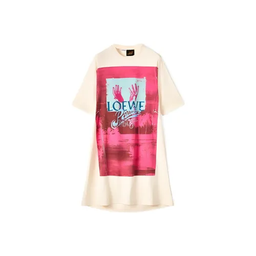 LOEWE Short Sleeved Dresses Women's Ecru