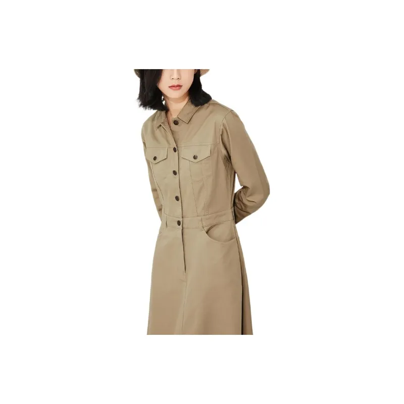 Dickies Long-Sleeved Dresses Women's Khaki-0
