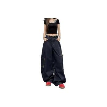 Mu Xiao Xin SS25 Casual Pants Women's Dark Blue