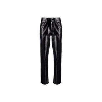DIESEL Leather Pants Women's Black