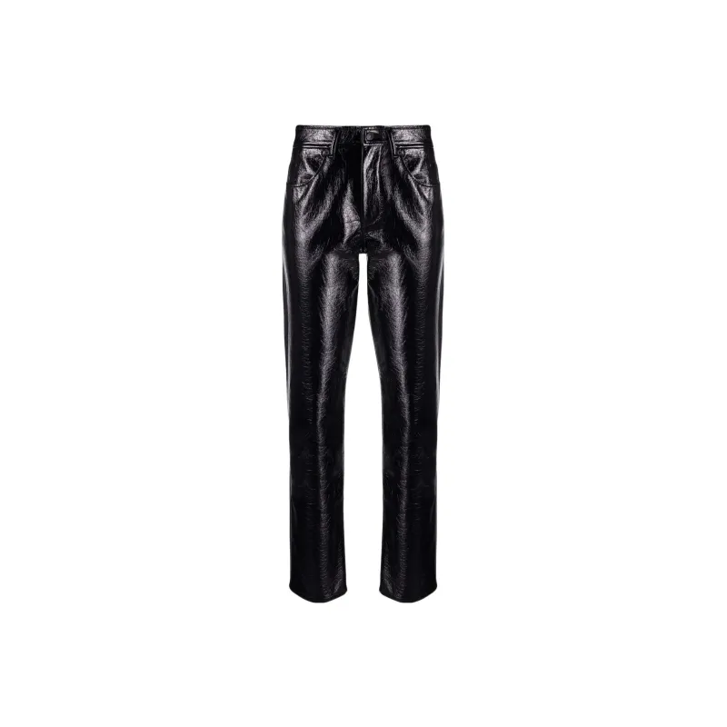DIESEL Leather Pants Women's Black-0