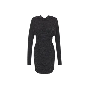 SAINT LAURENT Glittery Draped-back Mini Dress