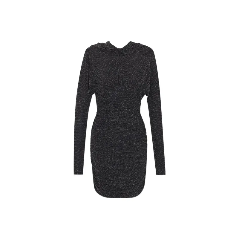 SAINT LAURENT Glittery Draped-back Mini Dress-0