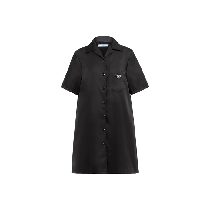 PRADA Re Nylon Short Sleeved Dress Women's Black-0