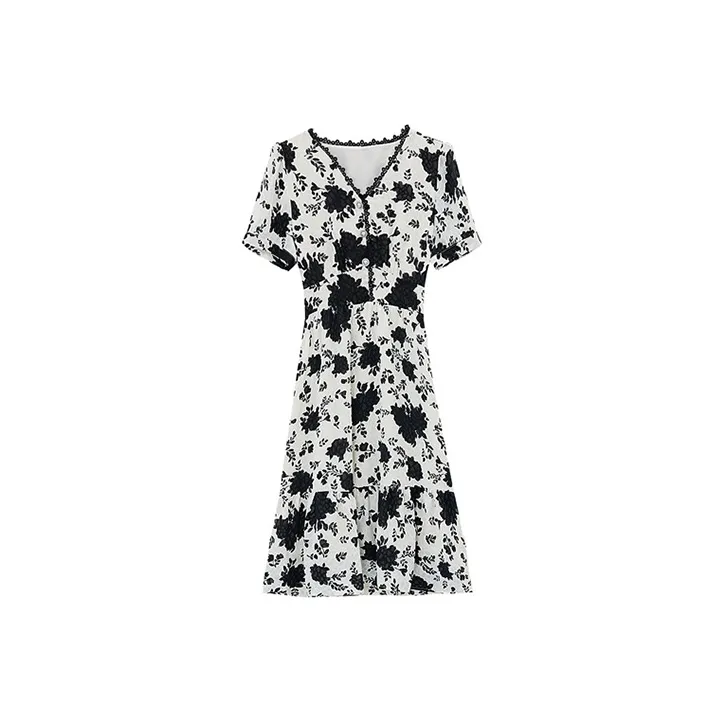 HUASJ Short Sleeved Dresses Women's Black-0