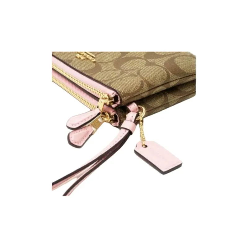 COACH PVC Clutch Mini Women's Khaki & Pink-4