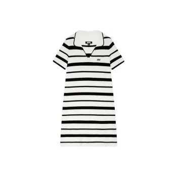 DKNY Short Sleeved Dress Women's White Stripes
