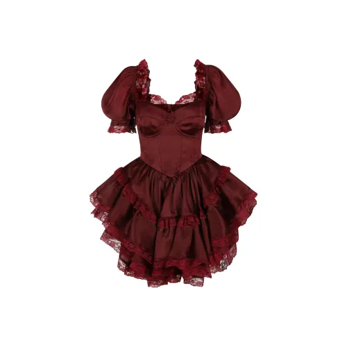 Selkie Collection FW24 Short Sleeved Dresses Women's Burgundy