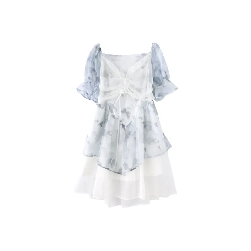 Miss Chipmunk Short-Sleeved Dresses Women's Snowflake White-0