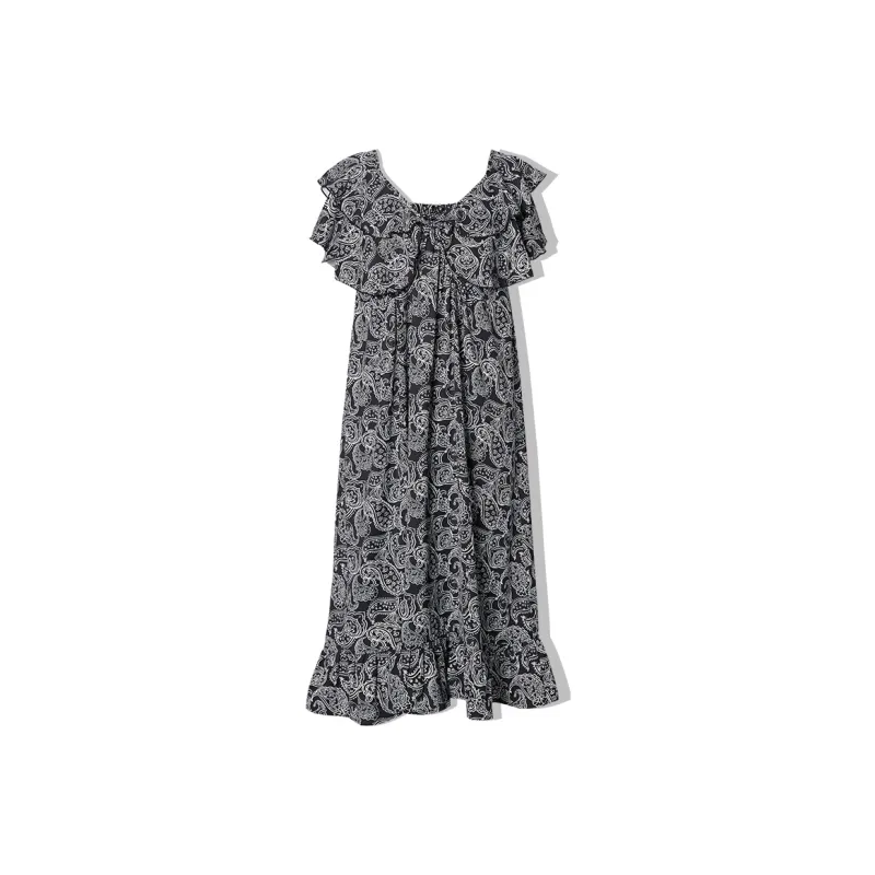 EPTISON WOMAN Short Sleeved Dresses Women's Black With Print-0